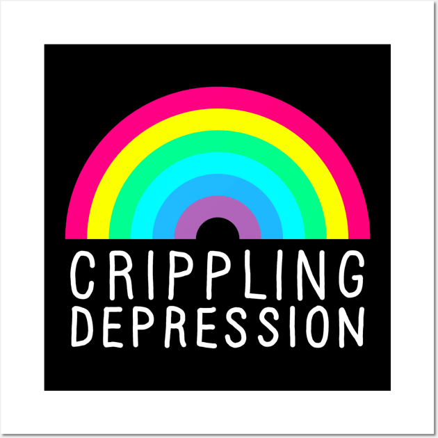 Crippling Depression Rainbow White Wall Art by GAz